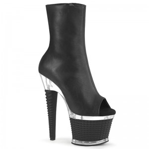 Pleaser Spectator-1012 Vegan Leather Laarzen Dames Zwart | BELGIE BEBMTGNY
