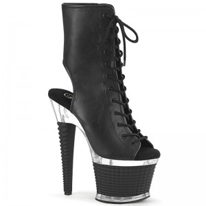 Pleaser Spectator-1016 Vegan Leather Laarzen Dames Zwart | BELGIE BEMWFTHD