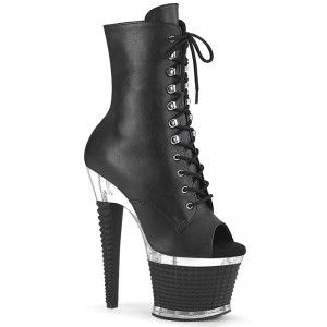 Pleaser Spectator-1021 Vegan Leather Laarzen Dames Zwart | BELGIE BERQGTNH