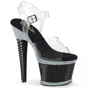 Pleaser Spectator-708RS Hakken Dames Zwart | BELGIE BEXNUCPH