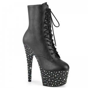 Pleaser Stardance-1020 Vegan Leather Laarzen Dames Zwart Gekleurd | BELGIE BEJMYCTF