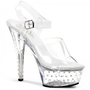 Pleaser Stardust-608 Hakken Dames Clear | BELGIE BEGBUWKZ