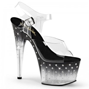 Pleaser Stardust-708T Hakken Dames Zwart | BELGIE BEVSHRTX