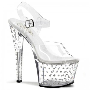 Pleaser Stardust-708 Hakken Dames Clear | BELGIE BEWBFIKR
