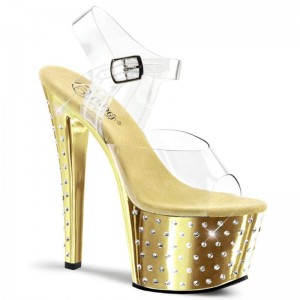 Pleaser Stardust-708 Hakken Dames Goud | BELGIE BEPXMGUV