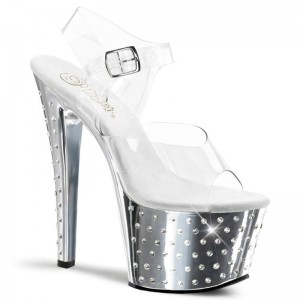 Pleaser Stardust-708 Hakken Dames Zilver | BELGIE BEHPGDTN