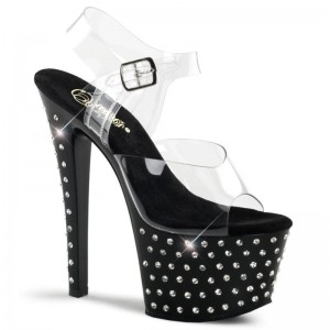 Pleaser Stardust-708 Hakken Dames Zwart | BELGIE BEFLCWMP