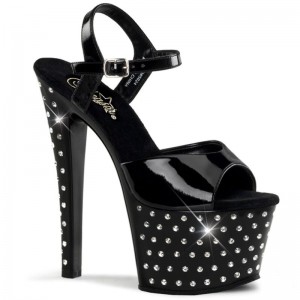 Pleaser Stardust-709 Hakken Dames Zwart | BELGIE BEVAMFEY