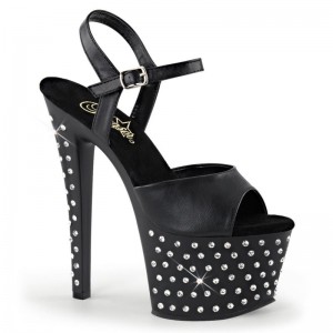 Pleaser Stardust-709 Vegan Leather Hakken Dames Zwart | BELGIE BEKITVRF