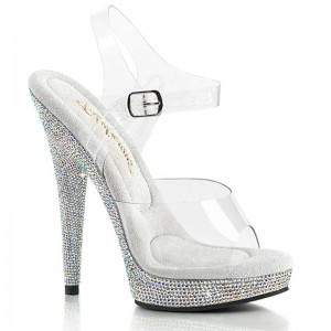 Pleaser Sultry-608DM Hakken Dames Zilver | BELGIE BEFPSXMR