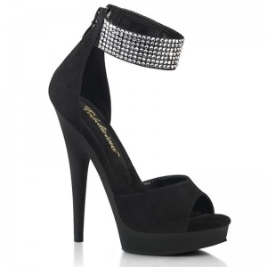 Pleaser Sultry-625 Suede Hakken Dames Zwart | BELGIE BEKHREPX
