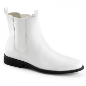 Pleaser Trooper-12 Vegan Leather Chelsea Laarzen Heren Wit | BELGIE BEGMSBHT