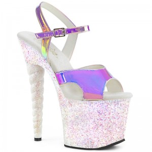 Pleaser Unicorn-711LG Hakken Dames Paars Wit | BELGIE BERNFPKX