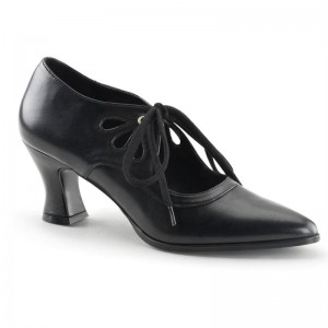 Pleaser Victorian-03 Vegan Leather Hakken Dames Zwart | BELGIE BEXBYGFR