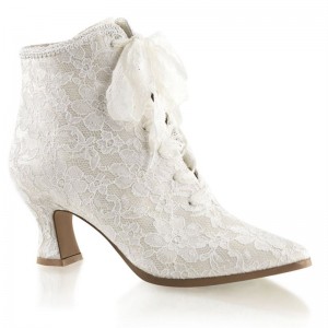 Pleaser Victorian-30 Laarzen Dames Wit | BELGIE BEXVIMOT