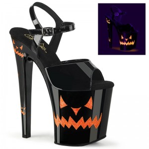 Pleaser Xtreme-809JOL Hakken Dames Zwart Oranje | BELGIE BERJWBDO