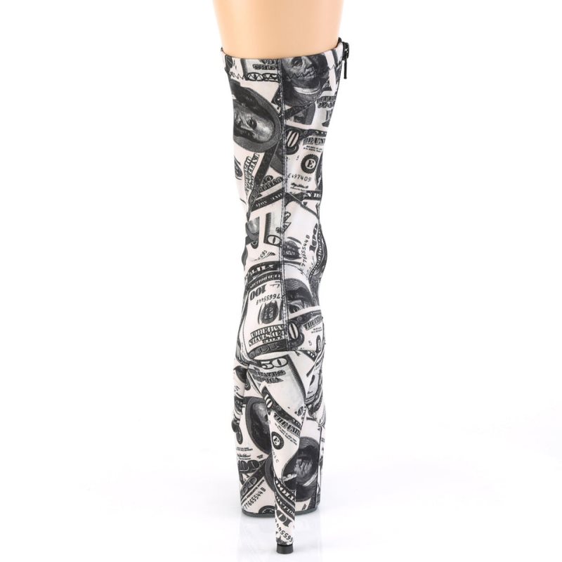 Pleaser Adore-1002DP Laarzen Dames Wit Zwart | BELGIE BEPMQZSI