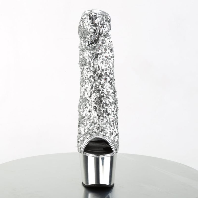 Pleaser Adore-1008SQ Laarzen Dames Zilver | BELGIE BEOPQFYM