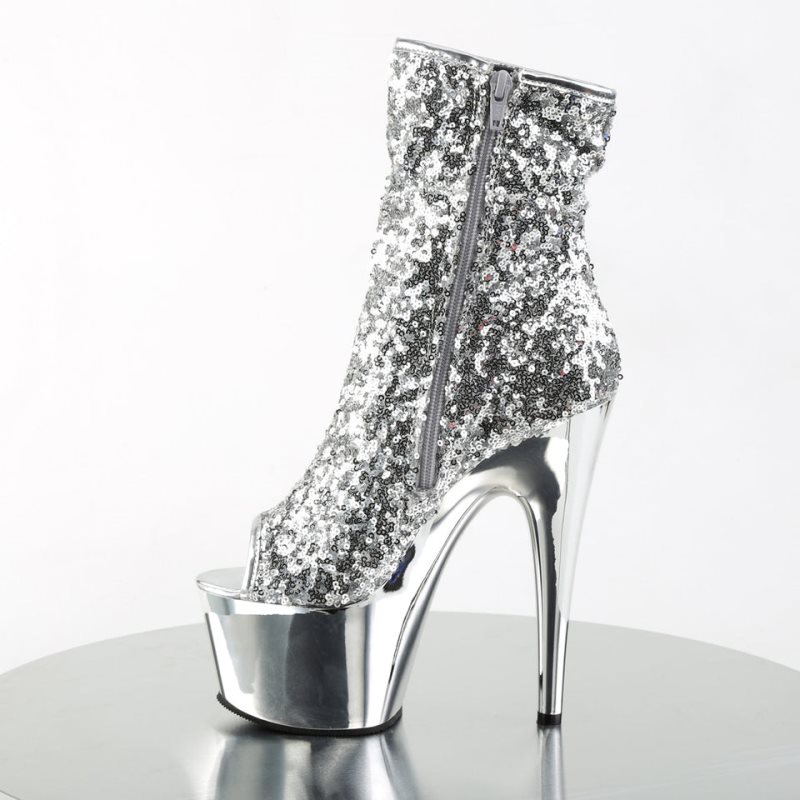 Pleaser Adore-1008SQ Laarzen Dames Zilver | BELGIE BEOPQFYM