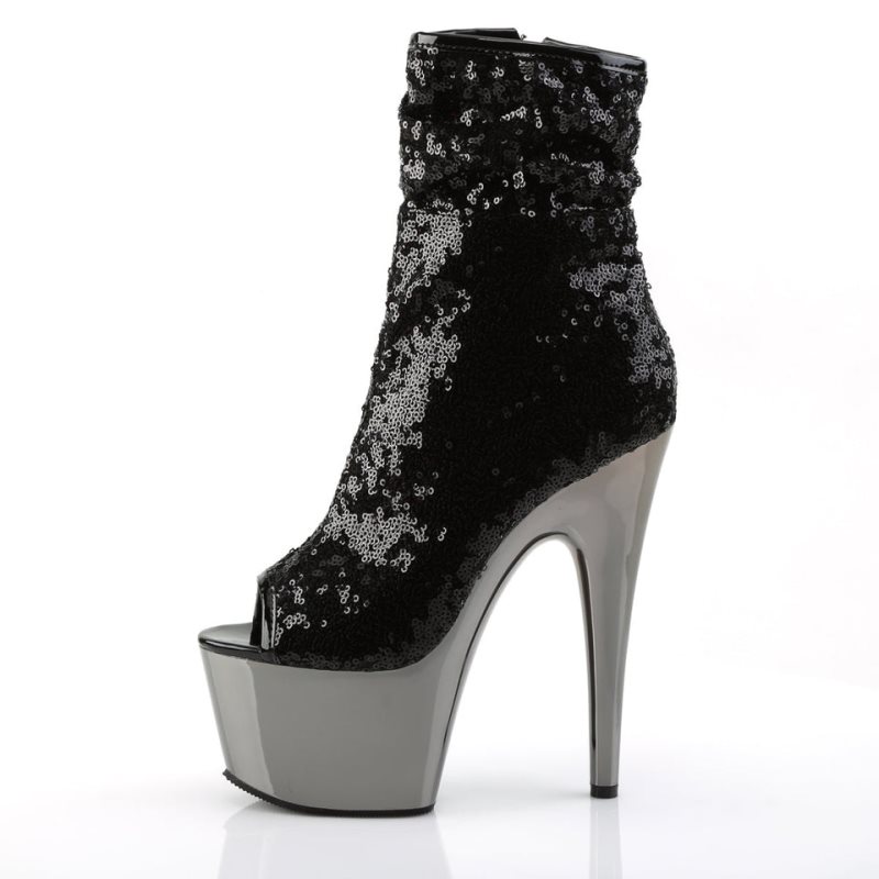 Pleaser Adore-1008SQ Laarzen Dames Zwart Grijs | BELGIE BEMRBUOD