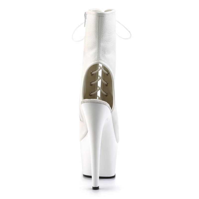Pleaser Adore-1016 Vegan Leather Laarzen Dames Wit | BELGIE BEKNPRSU