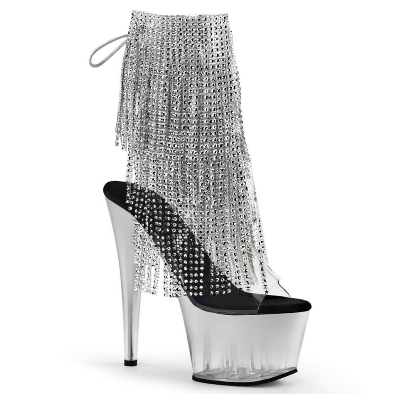 Pleaser Adore-1017RSFT Laarzen Dames Zilver | BELGIE BEXHYFWB