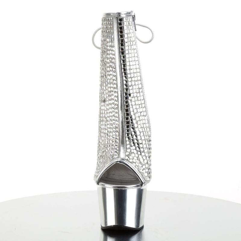 Pleaser Adore-1018DCS Laarzen Dames Zilver | BELGIE BEENLMBQ