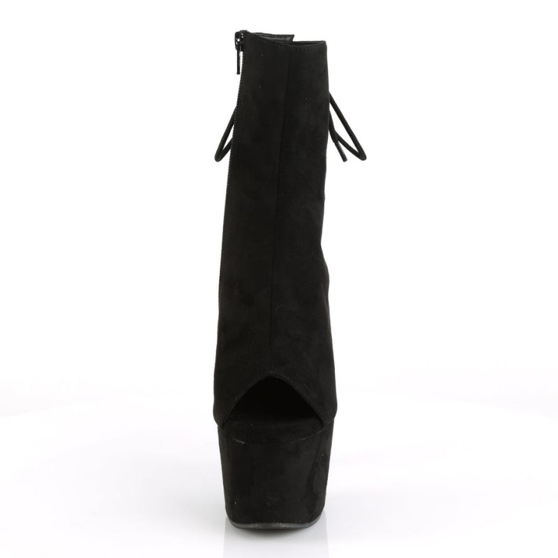Pleaser Adore-1018FS Suede Laarzen Dames Zwart | BELGIE BESABMHR