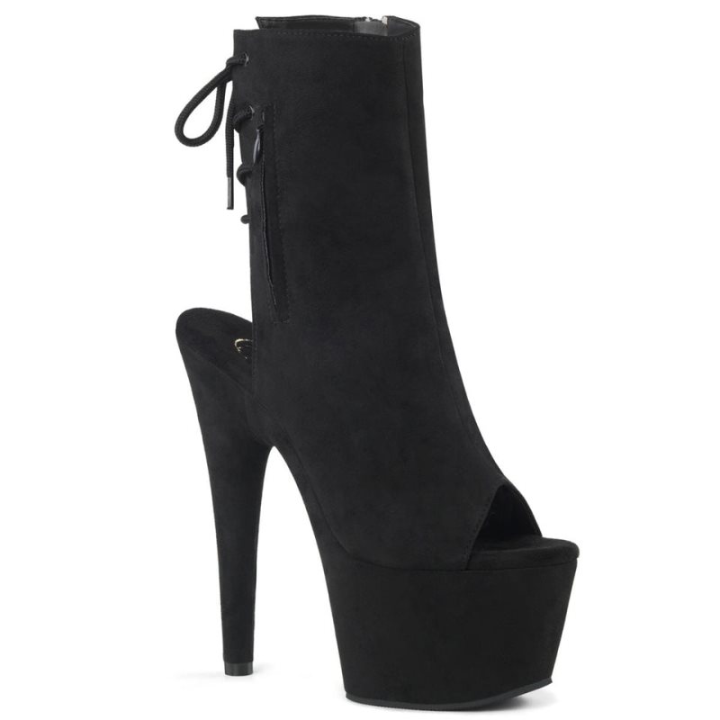 Pleaser Adore-1018FS Suede Laarzen Dames Zwart | BELGIE BESABMHR