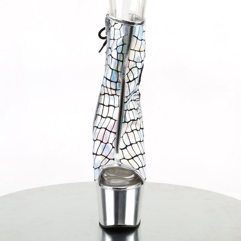 Pleaser Adore-1018HG Hologram Laarzen Dames Zilver | BELGIE BELDQAVS