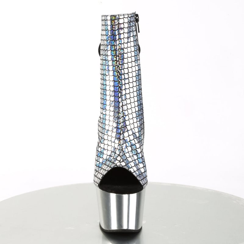 Pleaser Adore-1018MSC Hologram Laarzen Dames Zilver | BELGIE BEEZUCNV
