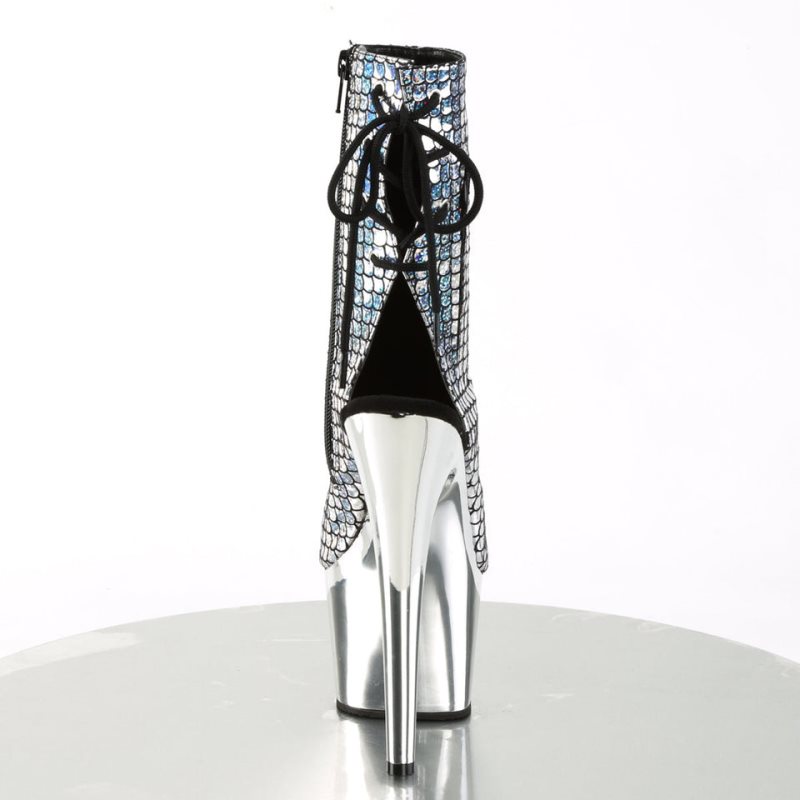 Pleaser Adore-1018MSC Hologram Laarzen Dames Zilver | BELGIE BEEZUCNV