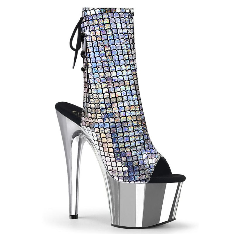 Pleaser Adore-1018MSC Hologram Laarzen Dames Zilver | BELGIE BEEZUCNV