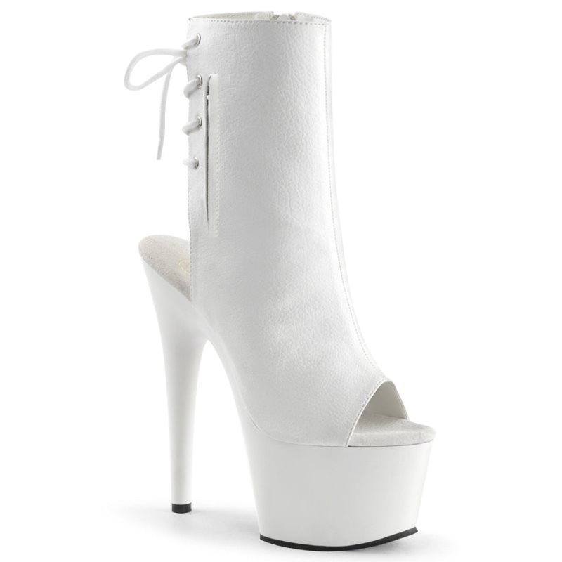 Pleaser Adore-1018 Vegan Leather Laarzen Dames Wit | BELGIE BEPKDOEU