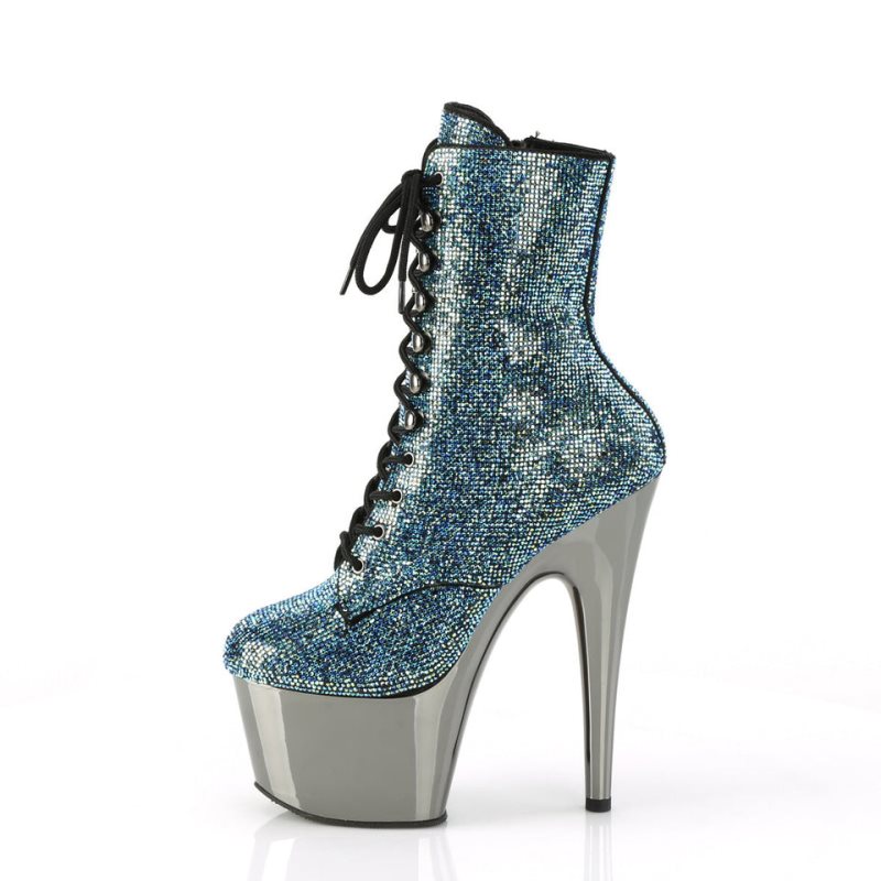 Pleaser Adore-1020CHRS Laarzen Dames Turquoise Grijs | BELGIE BEVTEIQM