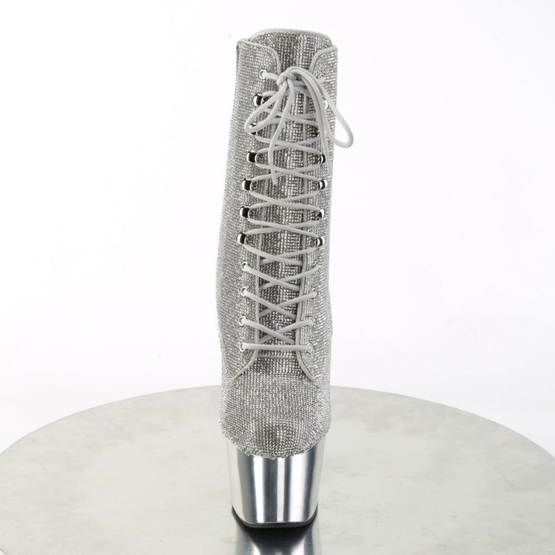 Pleaser Adore-1020CHRS Laarzen Dames Zilver | BELGIE BENZLFTX