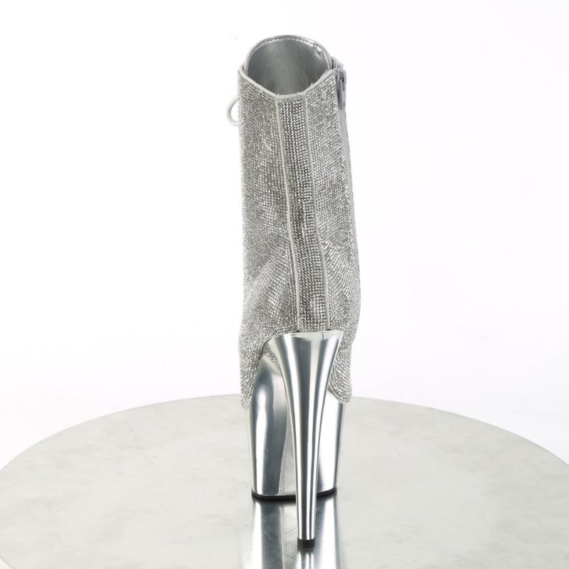 Pleaser Adore-1020CHRS Laarzen Dames Zilver | BELGIE BENZLFTX