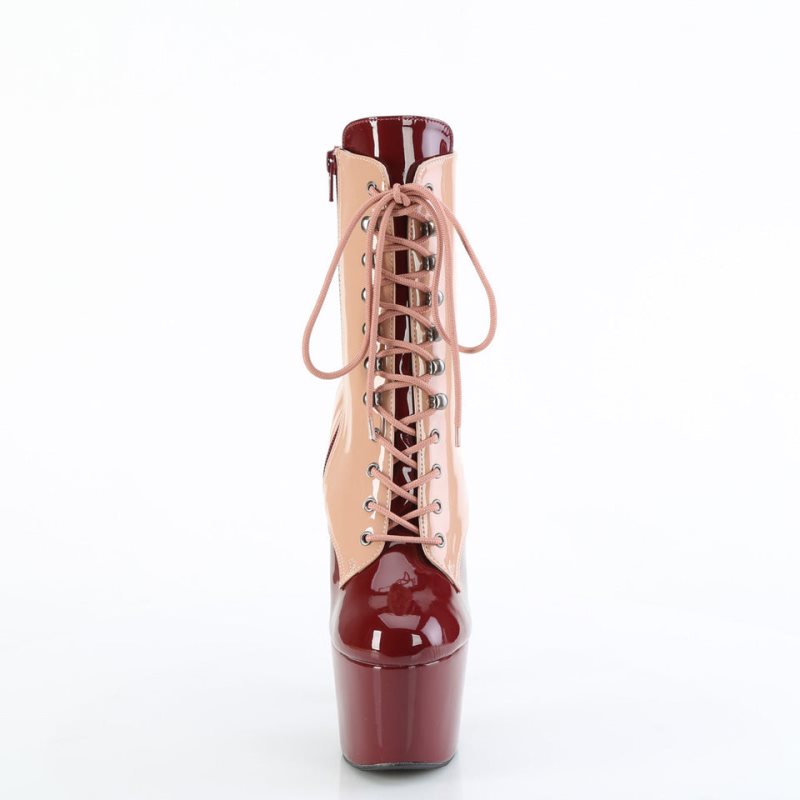 Pleaser Adore-1020DC Laarzen Dames Beige Bordeaux | BELGIE BECYTWPO