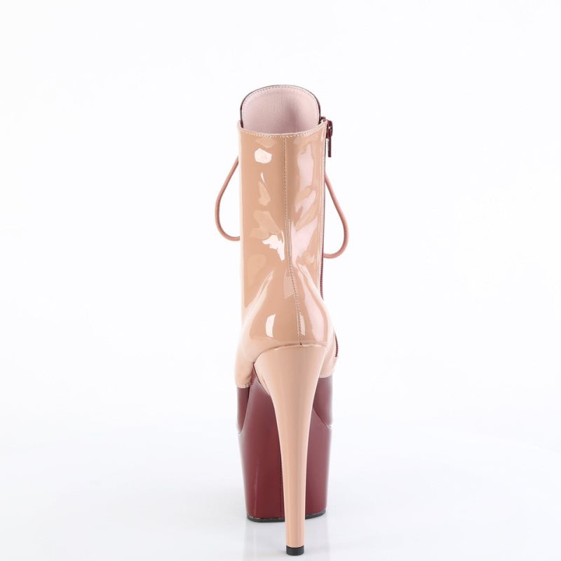 Pleaser Adore-1020DC Laarzen Dames Beige Bordeaux | BELGIE BECYTWPO