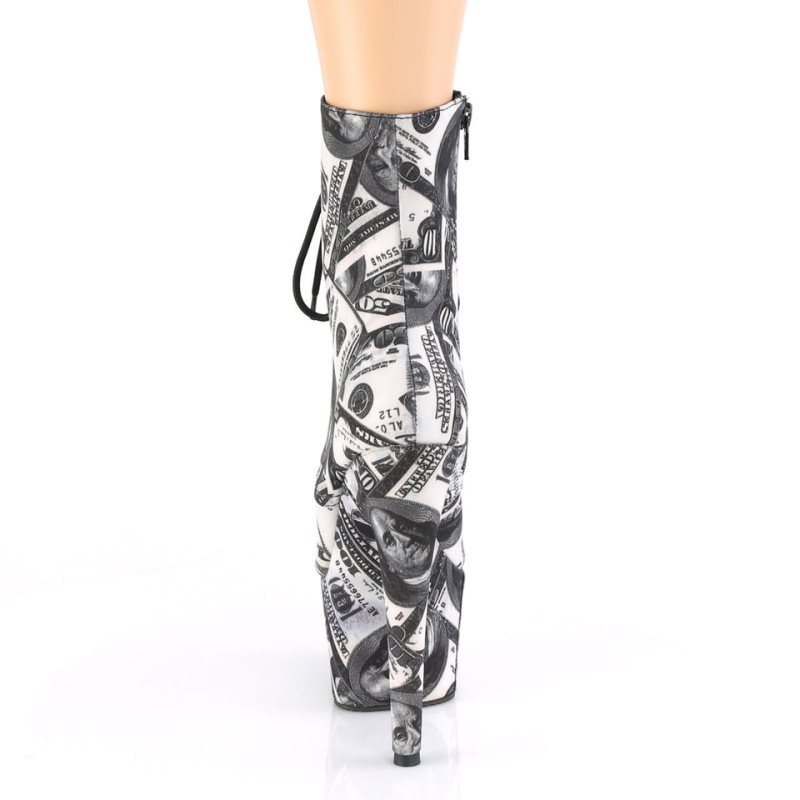 Pleaser Adore-1020DP Laarzen Dames Wit Zwart | BELGIE BEITSUVQ