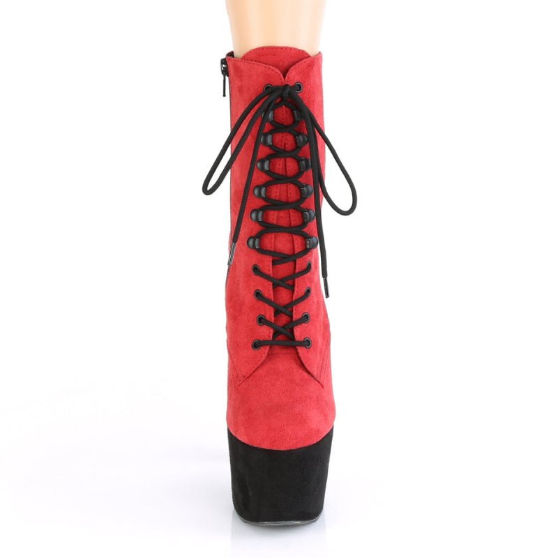 Pleaser Adore-1020FSTT Laarzen Dames Rood Zwart | BELGIE BEYHQNKD