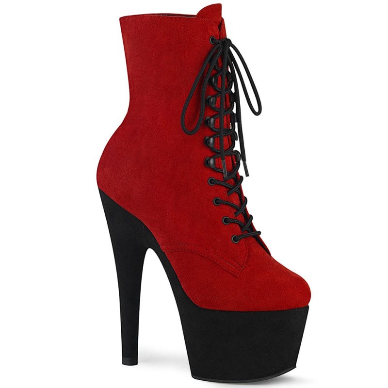 Pleaser Adore-1020FSTT Laarzen Dames Rood Zwart | BELGIE BEYHQNKD