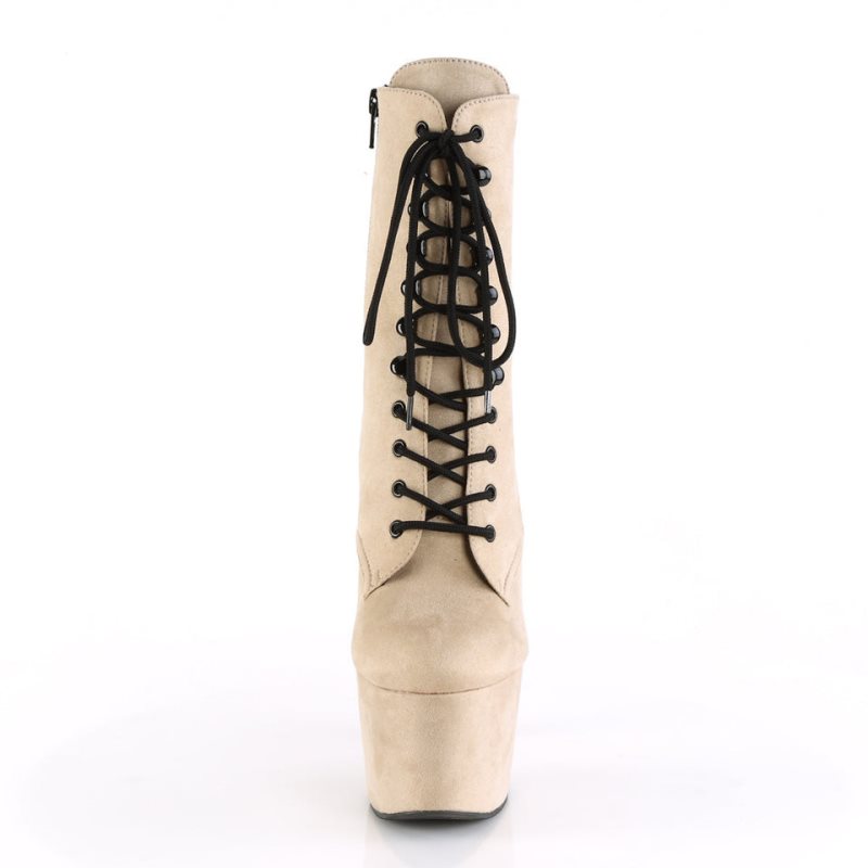 Pleaser Adore-1020FS Faux Suede Laarzen Dames Beige | BELGIE BEIJSNRD
