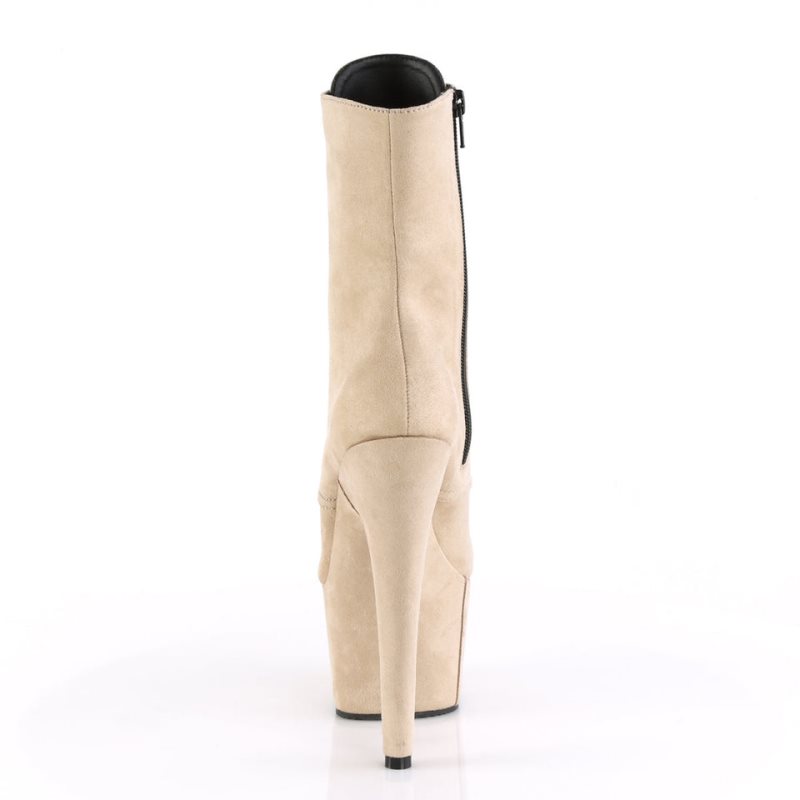 Pleaser Adore-1020FS Faux Suede Laarzen Dames Beige | BELGIE BEIJSNRD