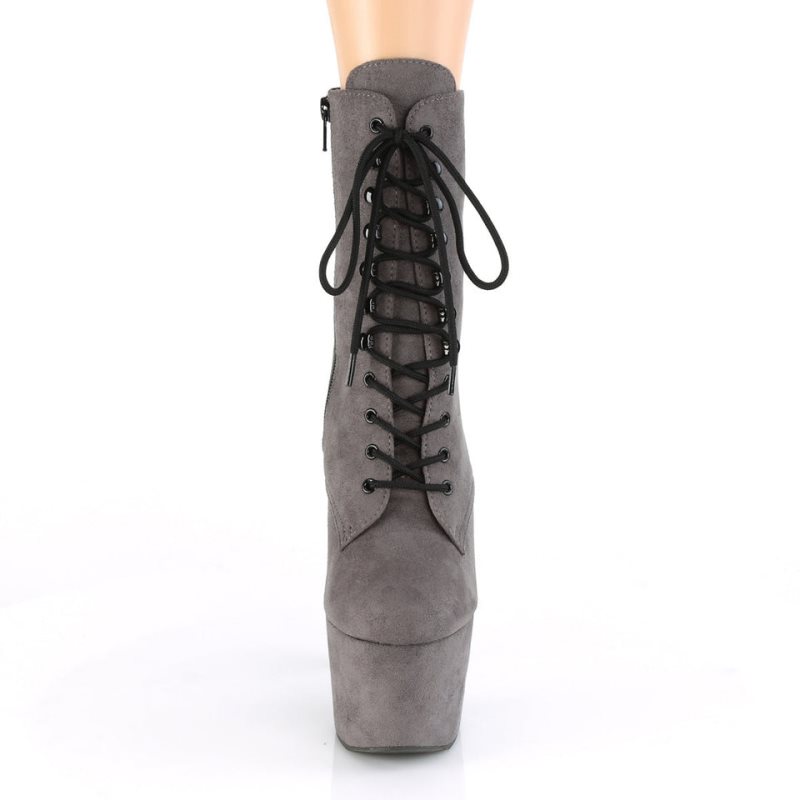 Pleaser Adore-1020FS Faux Suede Laarzen Dames Grijs | BELGIE BEWDMRVS