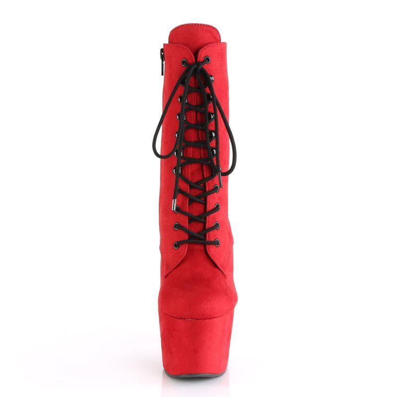 Pleaser Adore-1020FS Faux Suede Laarzen Dames Rood | BELGIE BEEUIOMY