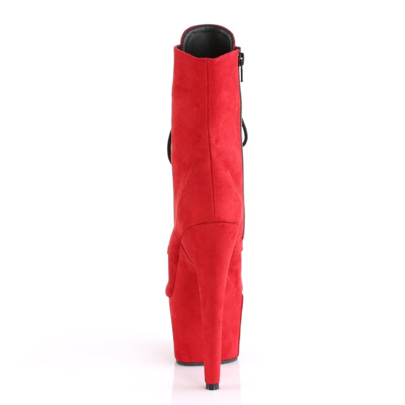 Pleaser Adore-1020FS Faux Suede Laarzen Dames Rood | BELGIE BEEUIOMY