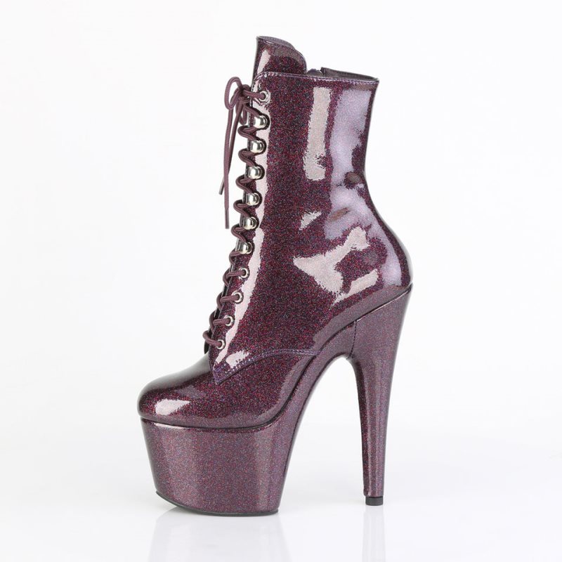 Pleaser Adore-1020GP Glitter Patent Laarzen Dames Paars | BELGIE BEGNXCVB