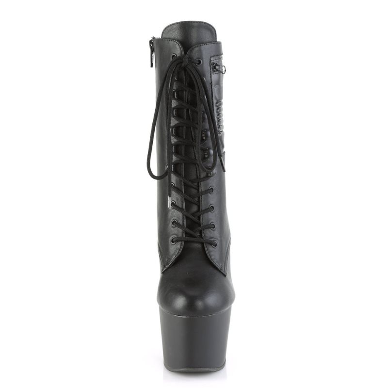 Pleaser Adore-1020PK Vegan Leather Laarzen Dames Zwart | BELGIE BEYNILHT