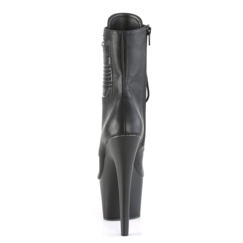 Pleaser Adore-1020PK Vegan Leather Laarzen Dames Zwart | BELGIE BEYNILHT